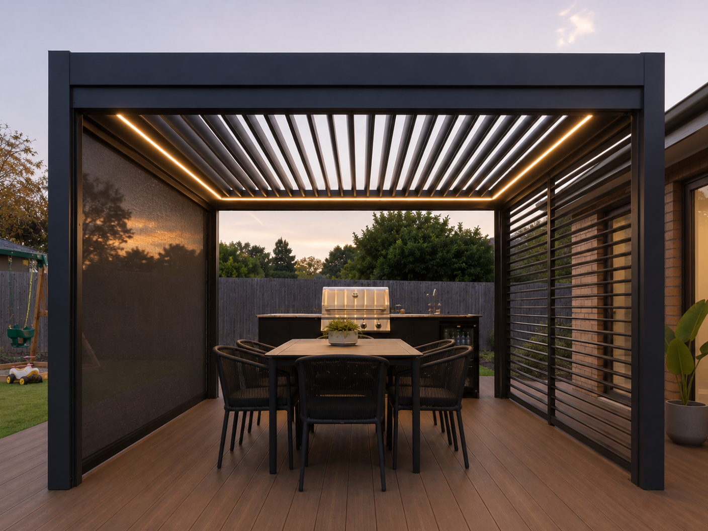 Pergola and decking front view
