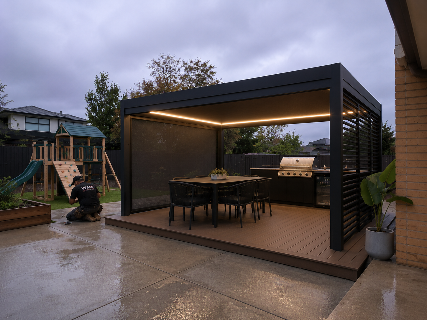 Completed pergola and decking area
