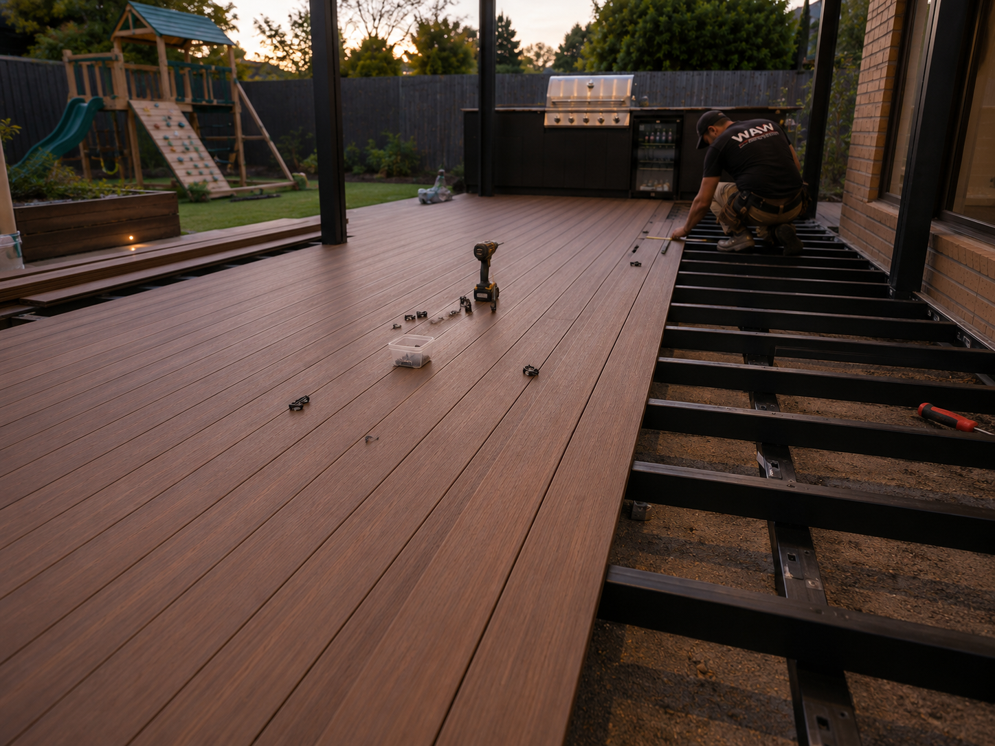 Composite decking installation